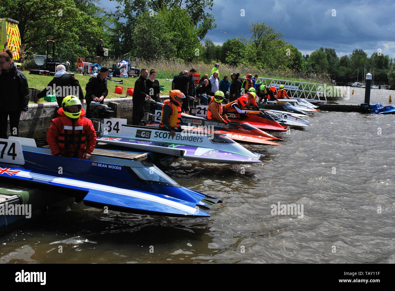 Motorbootrennen-OSY400 Klasse - Grube Aktion Stockfoto