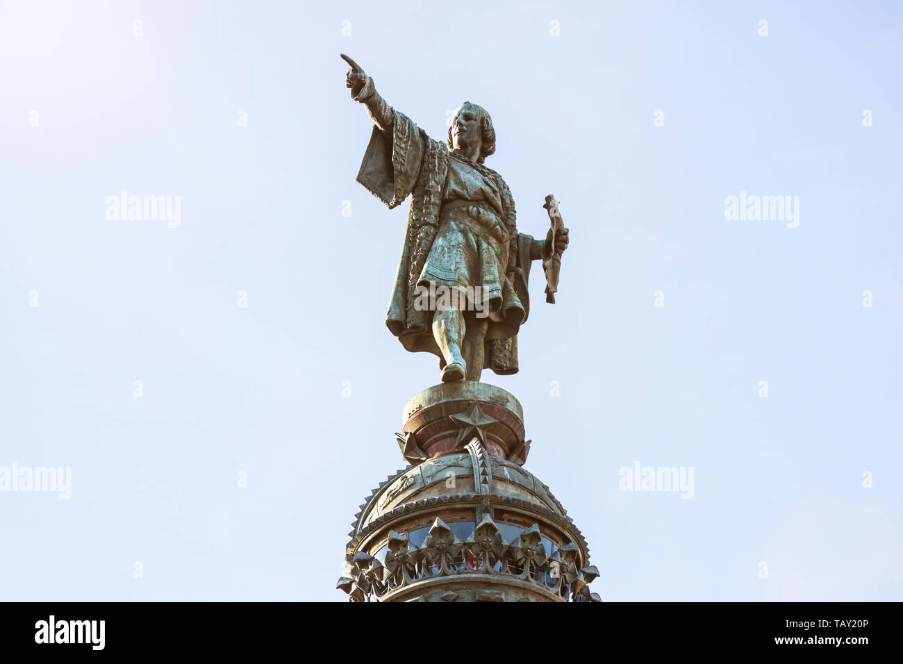 Christopher Columbus Statue Barcelona Spanien Stockfoto