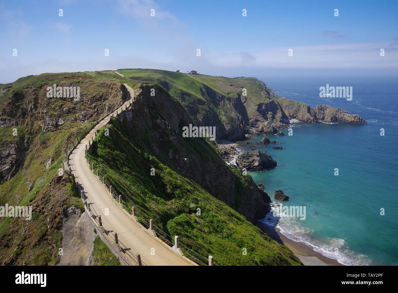 La Coupee - den Prozessionsweg verbindet grosse und kleine Insel Sark Sark (Channel Islands) Stockfoto