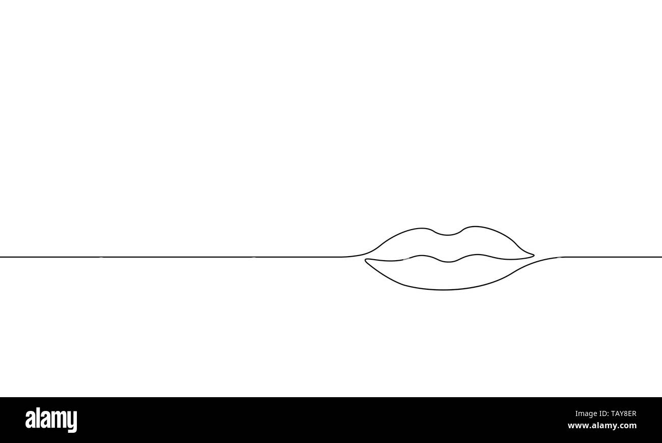 Einzelnen kontinuierlichen eine Zeile Kunst weibliche Lippen. Beauty Salon frau mädchen lächeln Konzept Design Skizze Maßbild Vector Illustration Stock Vektor