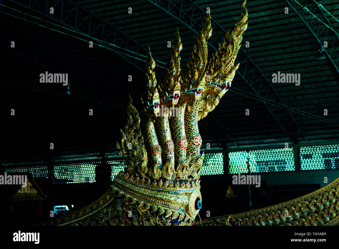 Der Bug eines Königlichen Barkasse, Bangkok das Nationalmuseum, Thailand Stockfoto