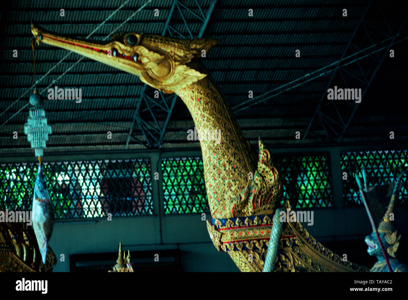 Der Bug eines Königlichen Barkasse, Bangkok das Nationalmuseum, Thailand Stockfoto