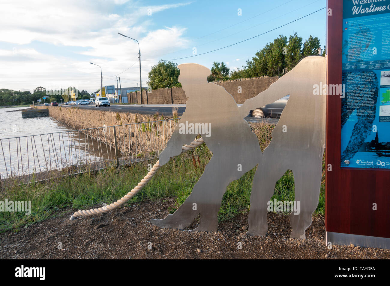 Memorial Marker für die U.S. Naval Air Station Wexford, ein wasserflugzeug Station in Ferrybank, Wexford, Irland. Stockfoto