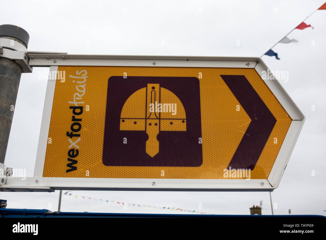 Die Norman Way sign in Wexford, Irland, die Norman Way ist ein Heritage Trail, an der Südküste der Grafschaft Wexford läuft. Stockfoto