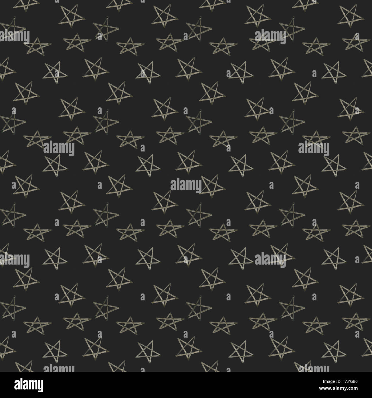 Hand nahtlose star Pattern mit Tinte doodles gezeichnet. Hintergrund Stockfoto