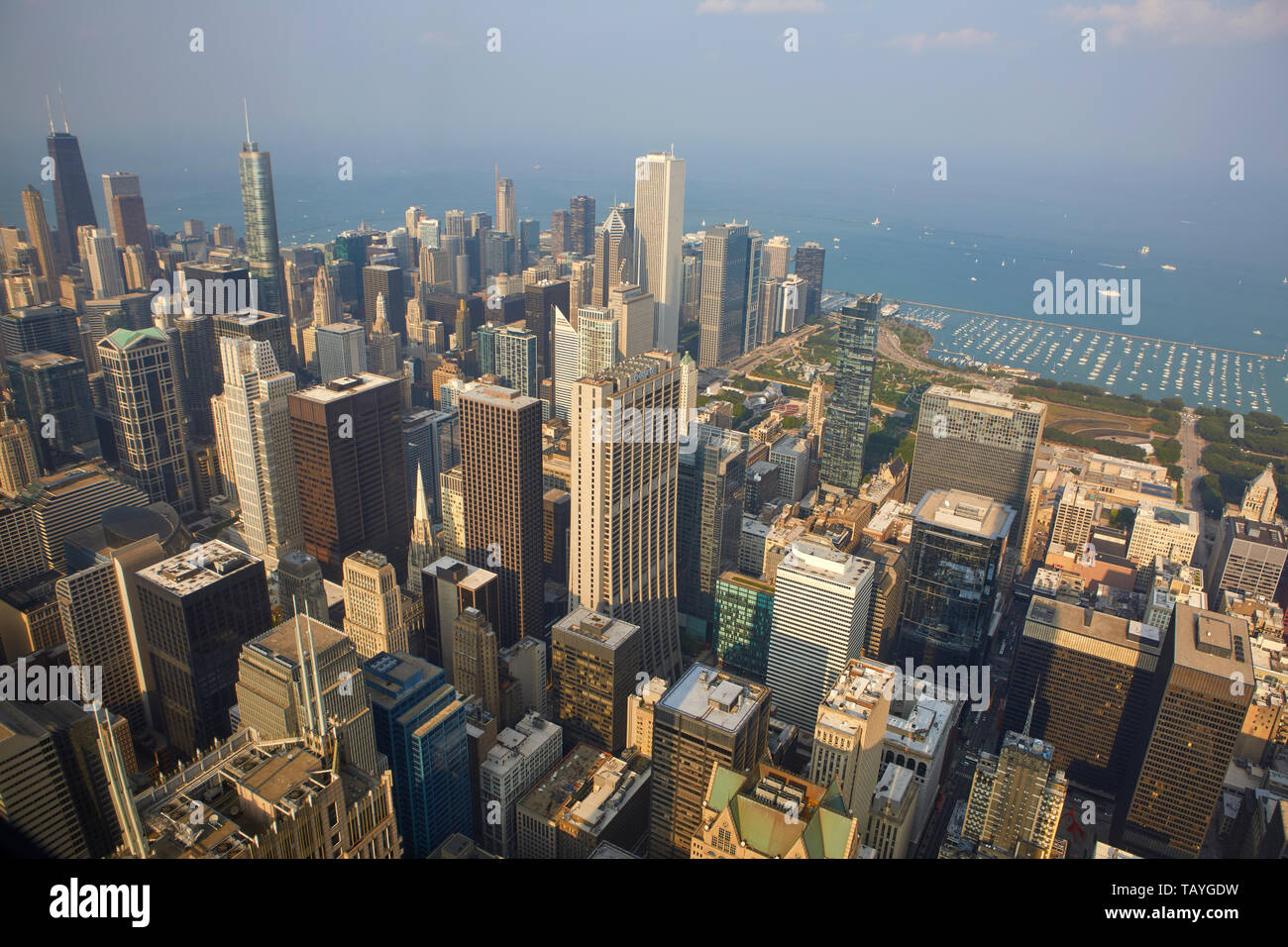 Blick auf Chicago von Skydeck, Chicago, Illinois, United States gesehen Erhöhte Stockfoto