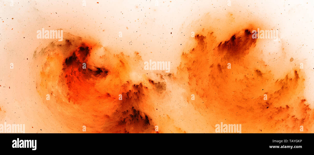 Fiery invertiert Nebula widescreen Fraktal, computer-generierte Zusammenfassung Hintergrund, 3D-Rendering Stockfoto