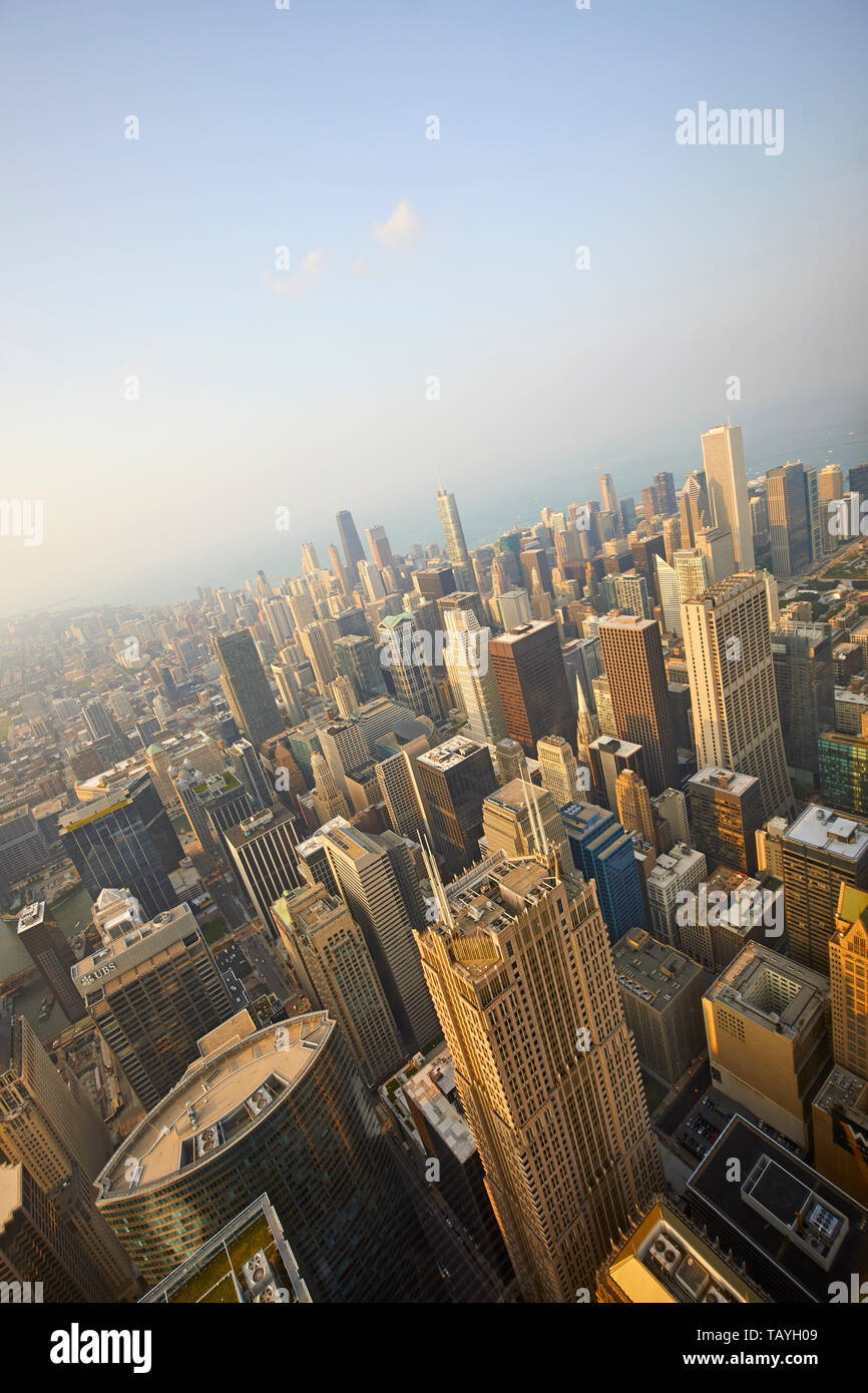 Blick auf Chicago von Skydeck, Chicago, Illinois, United States gesehen Erhöhte Stockfoto