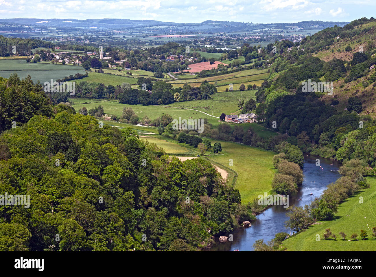 Blick auf und von Symonds Yat Rock, Gloucestershire, England, Großbritannien Stockfoto