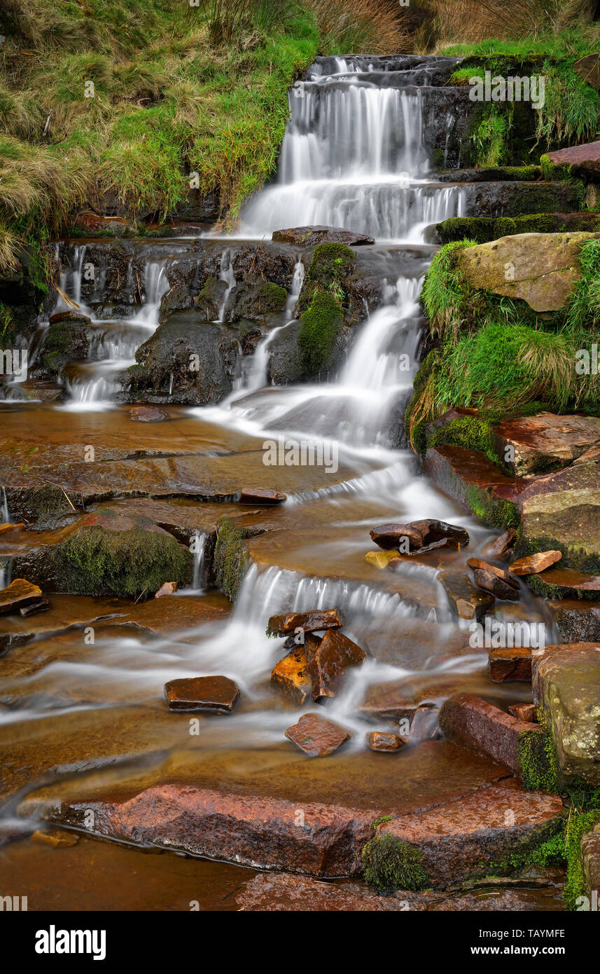 Großbritannien, Derbyshire, Peak District, Nether Norden Korn Wasserfälle Stockfoto