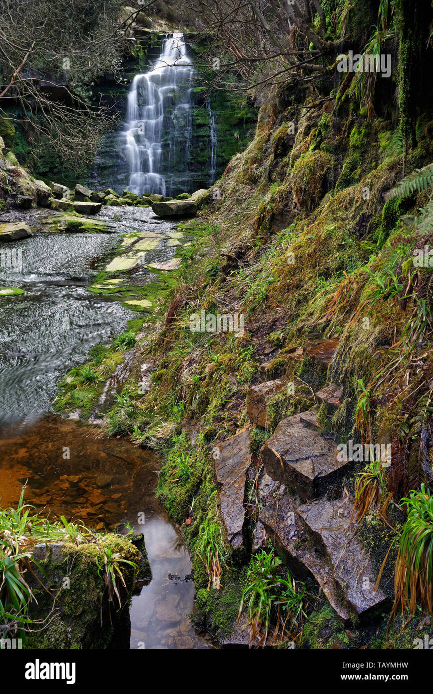 Großbritannien, Derbyshire, Peak District, mittleren schwarzen Clough Wasserfälle Stockfoto