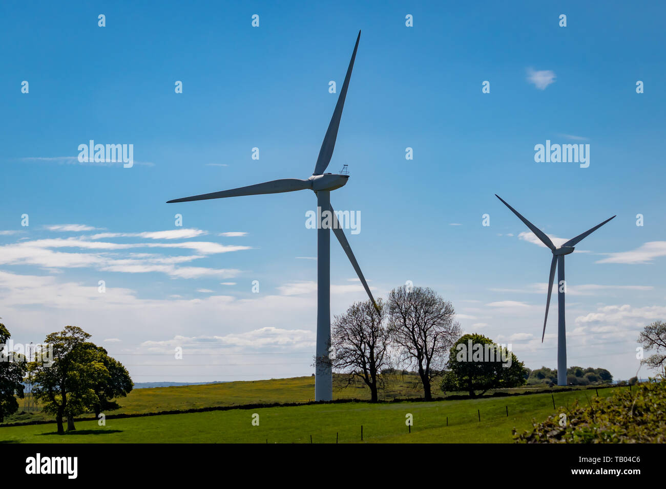 Carsington Windpark Turbinen und malerischer Aussicht liegt nördlich von carsington in Derbyshire, England.DE Stockfoto