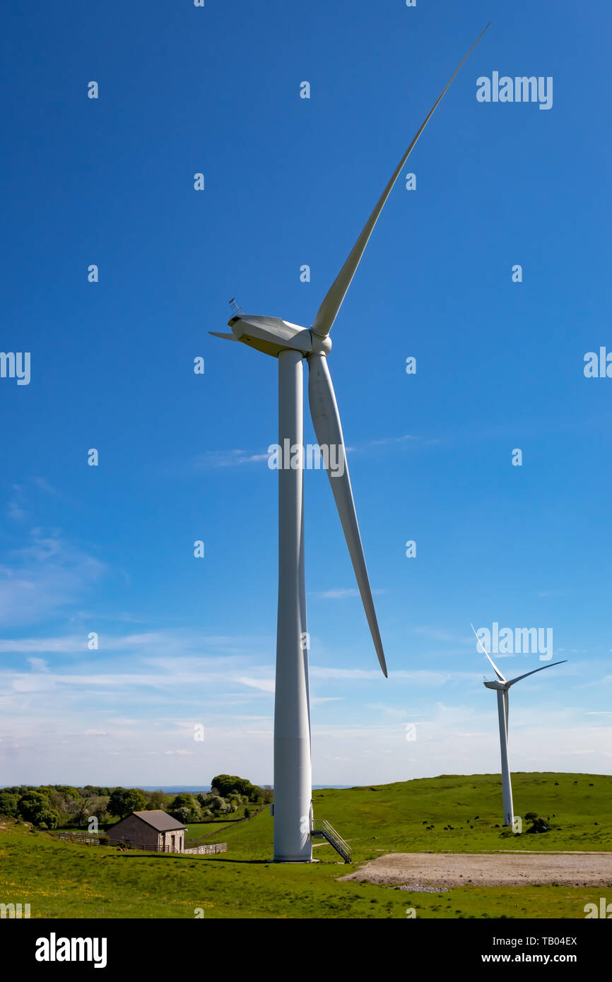 Carsington Windpark Turbinen und malerischer Aussicht liegt nördlich von carsington in Derbyshire, England.DE Stockfoto