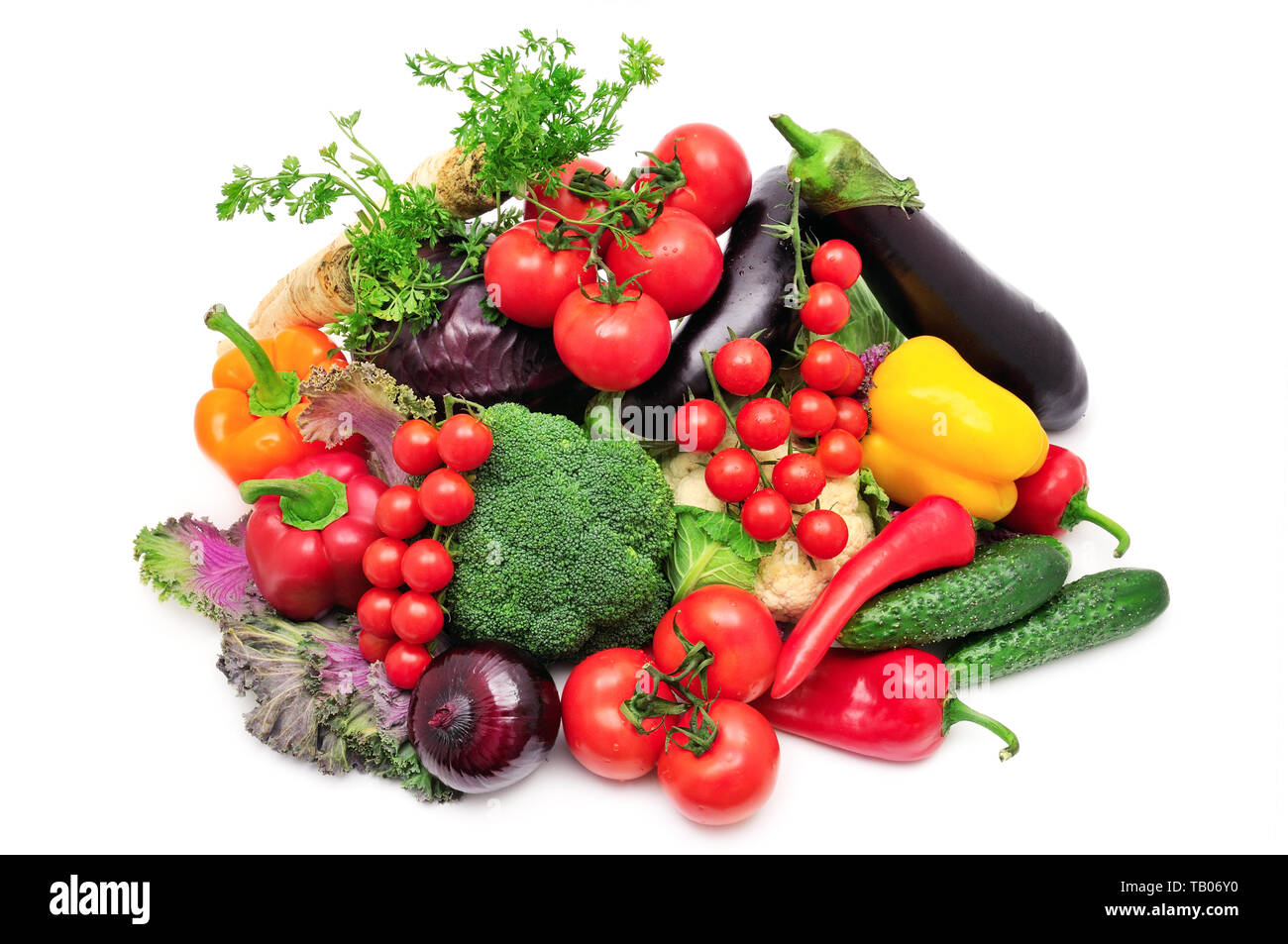 Kollektion Gemüse isoliert auf weißem Hintergrund Stockfoto