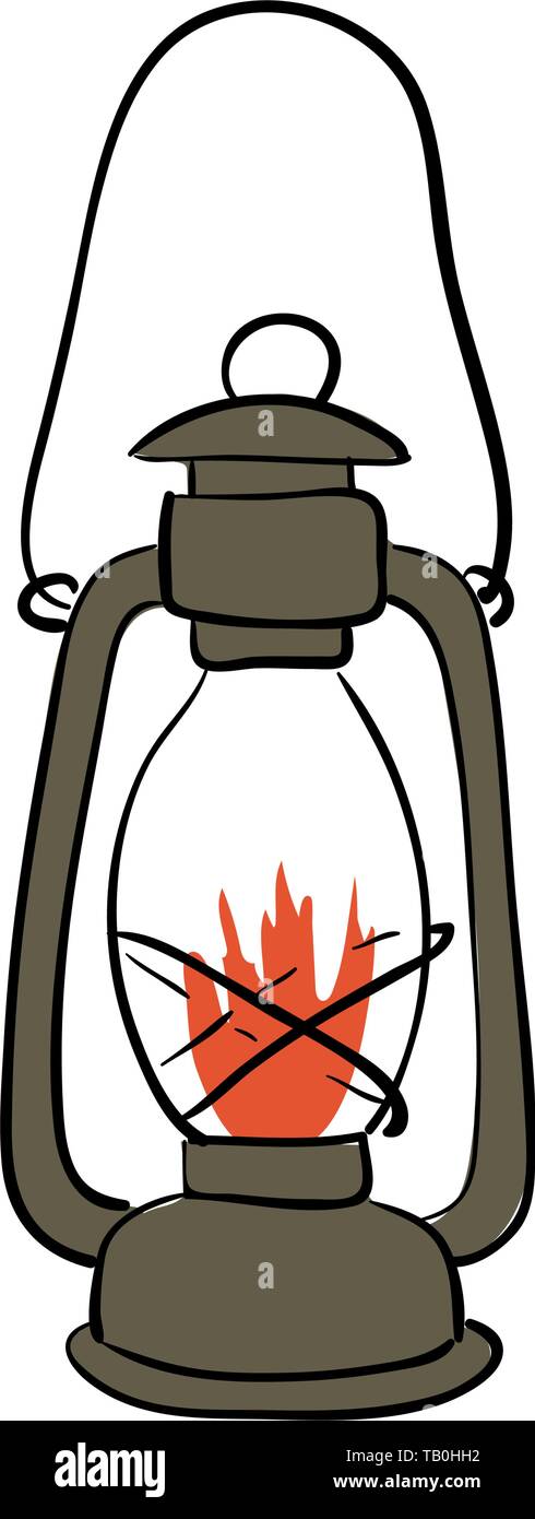 Gas Laterne mit brennenden Licht, auf einem weißen Hintergrund. Eine antike vintage Lampe. Stock Vektor