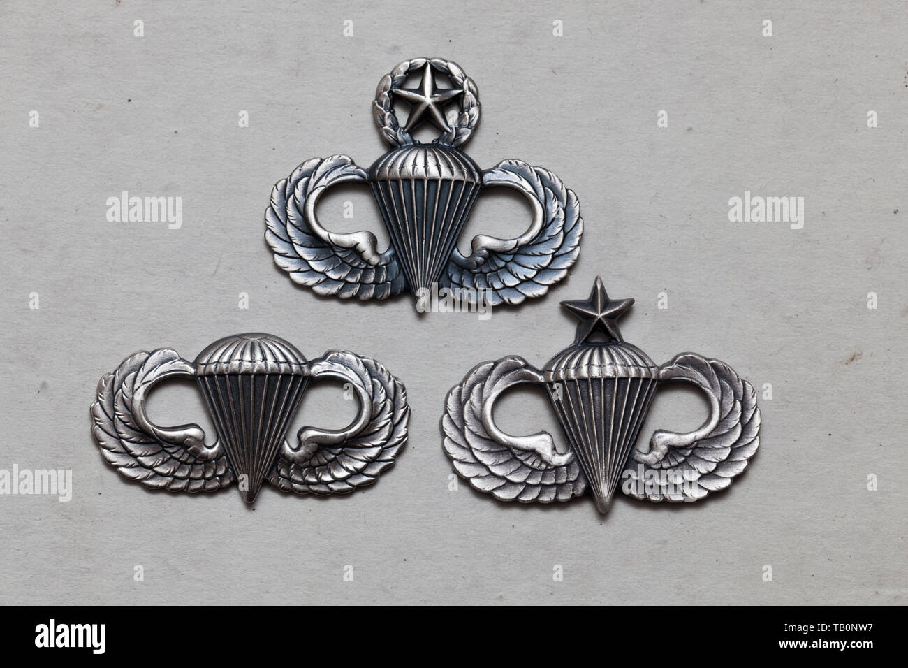 Die 3 Airborne Abzeichen der US-Army Stockfoto