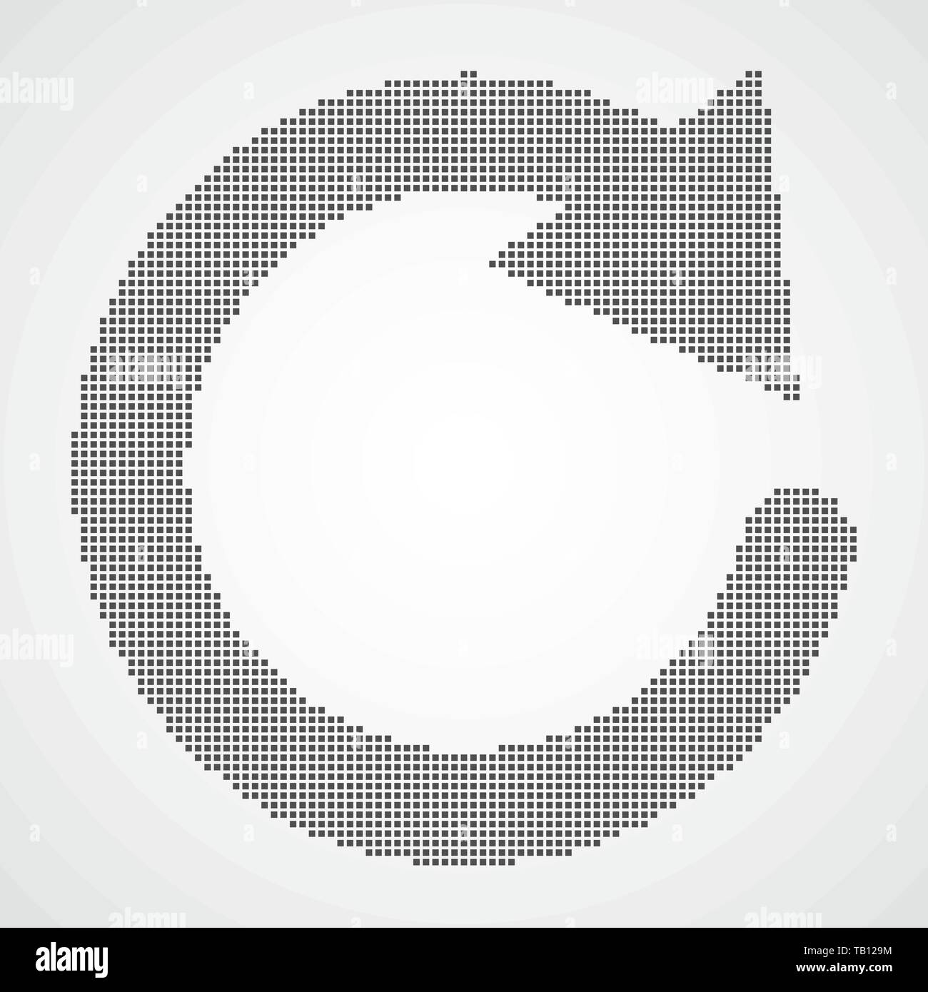 Pfeil aktualisieren, Laden oder Rotation in Pixel art Design. Vector Illustration. Schwarzer kreis Pfeil im flachen Stil Stock Vektor