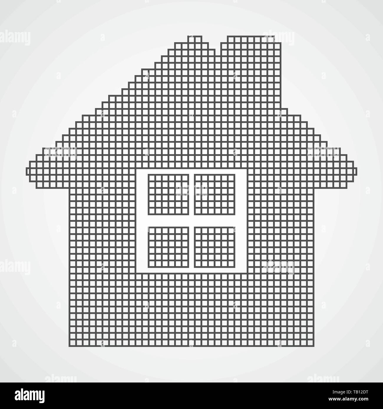 Pixel art Design eines Hauses Symbol. Vector Illustration. Abstrakte Gebäude Symbol in Pixel style isoliert Stock Vektor