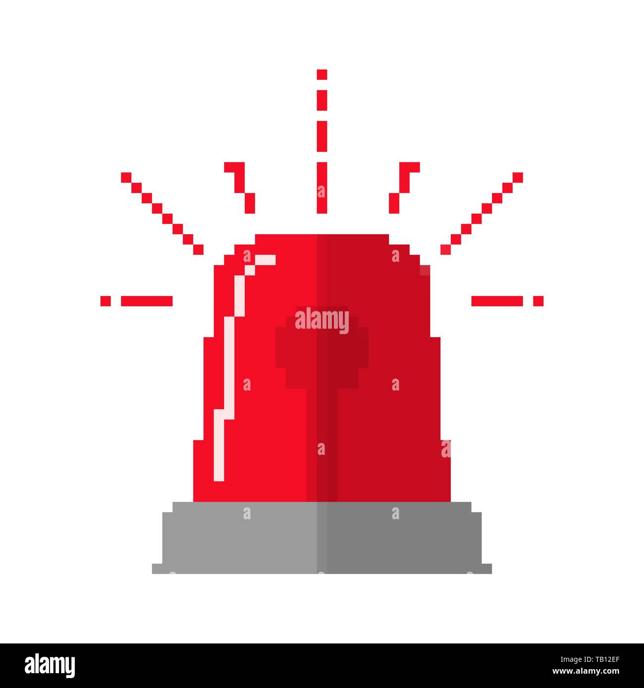 Pixel art Design des Blinkgebers oder Sirene. Vector Illustration. Rote ...