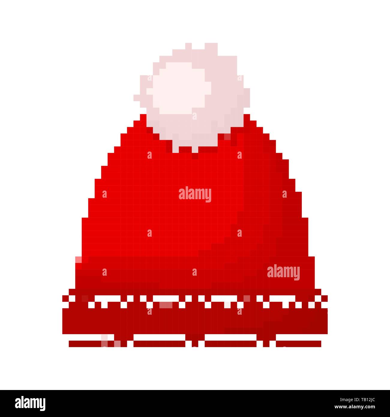 Hat Symbol in Pixel art Design. Vector Illustration. Red Hat Symbol im flachen Stil Stock Vektor