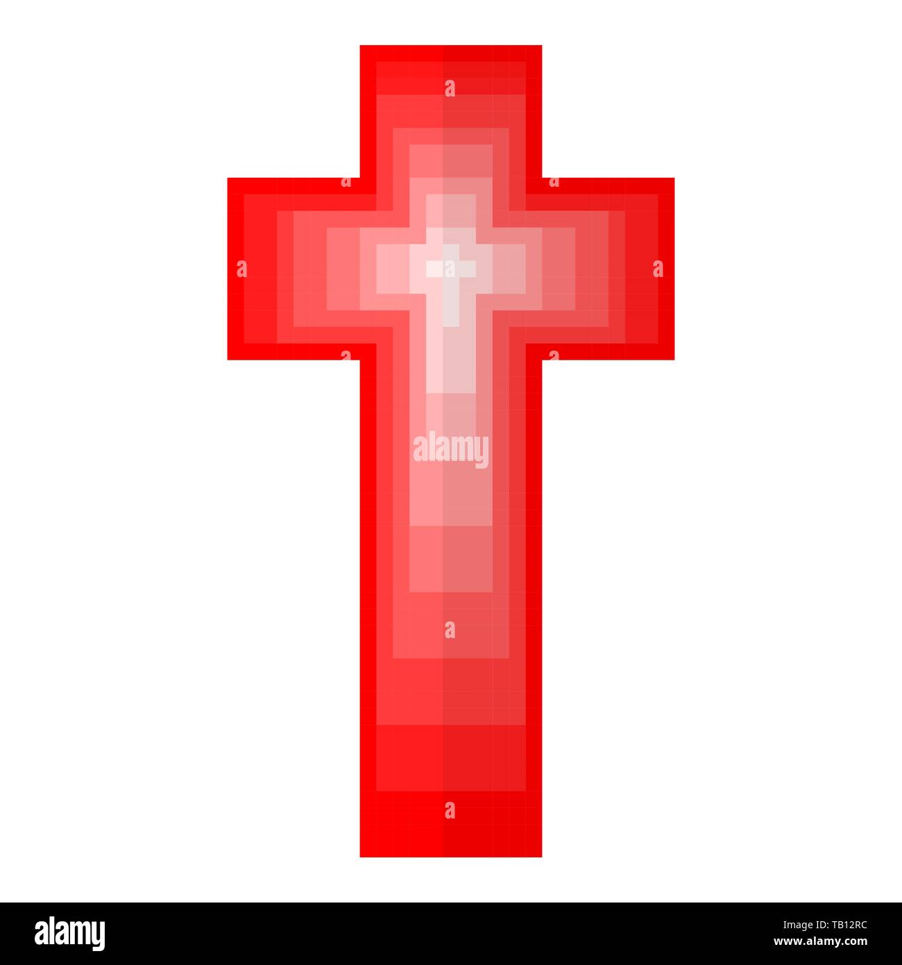 Pixel art Design des christlichen Kreuzes. Vector Illustration. Abstrakte christliche Kreuz in Pixel style isoliert Stock Vektor