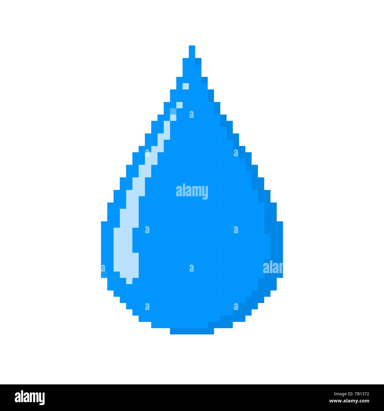 Pixel art Design eines Wassertropfens. Vector Illustration. Red Water Drop in Pixel style isoliert Stock Vektor