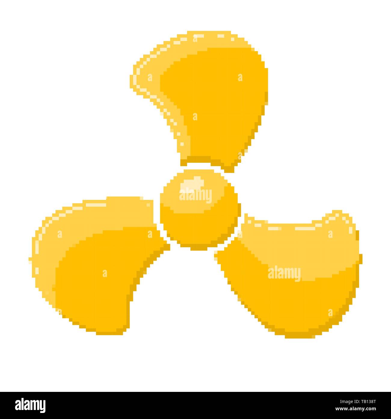 Pixel art Design des Lüfters. Vector Illustration. Gelbe Lüfter Symbol ...