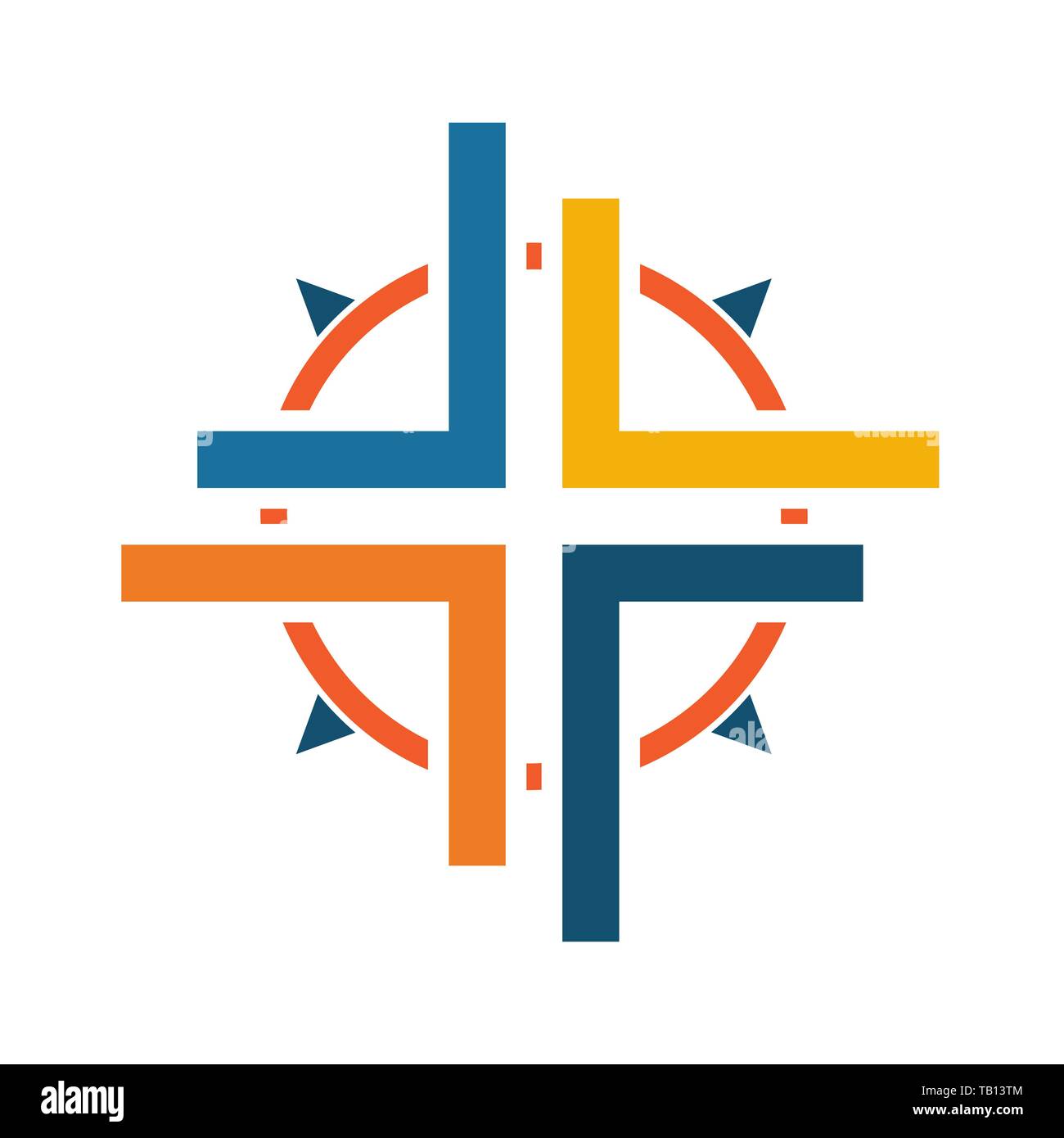 Farbe Kreuz Symbol mit Kompass. Vector Illustration. Stock Vektor