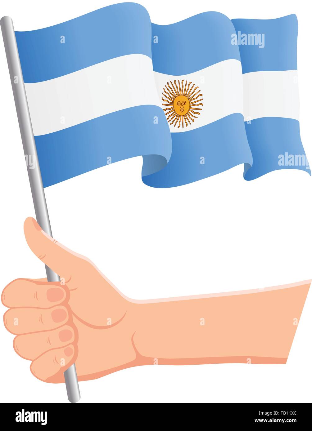 Hand und winkte die Nationalflagge von Argentinien. Ventilatoren, Independence Day, patriotischen Konzept. Vector Illustration, eps 10. Stock Vektor