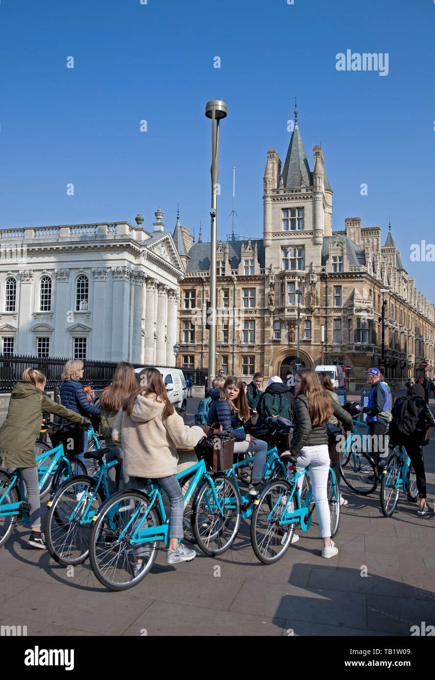 Fahrrad tour, das Stadtzentrum von Cambridge, England, Großbritannien Stockfoto