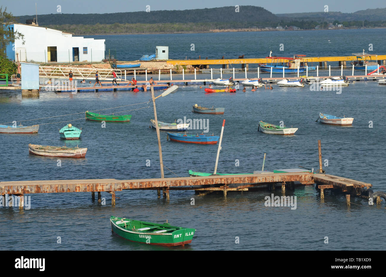 Handwerkliche Fischereiflotte in Gibara Hafen, südlichen Kuba Stockfoto