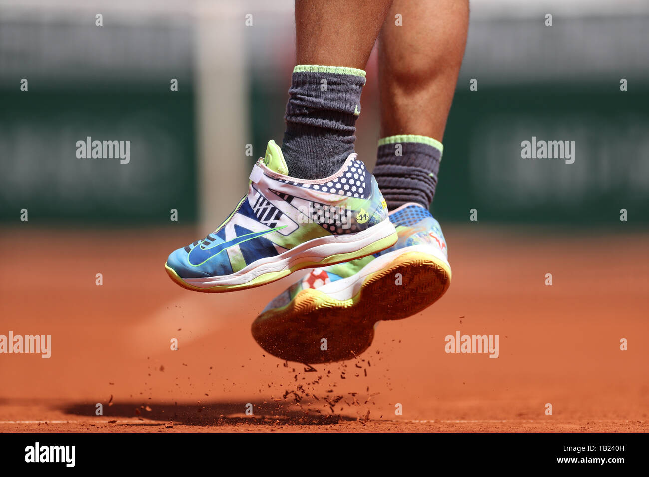 Paris Frankreich. 29. Mai 2019. French Open Tennis Turnier Rafael Nadal ESP tragt seine personalisierte Schuhe Credit Aktion Plus Sport Bilder Alamy leben Nachrichten Stockfotografie Alamy