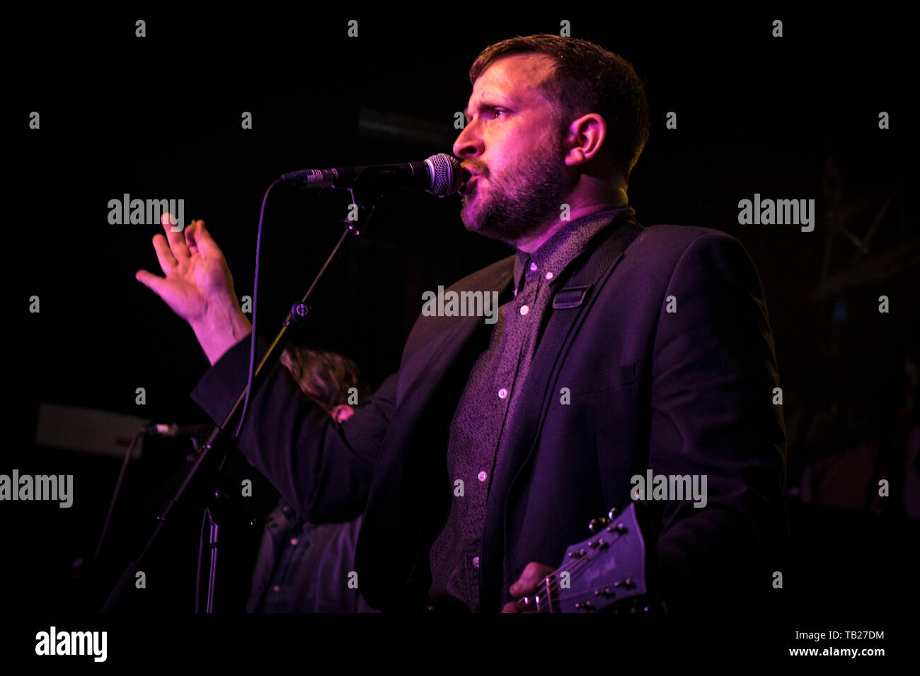 London, Großbritannien. 29 Mai, 2019. Futureheads Frontmann Barry Hyde während Comeback Tour der Band an der Garage in Highbury, London durchführt. Sie werden ihre Tour am Concorde 2 in Brighton, Morgen (Donnerstag) Nacht und wird ihr sechstes Album noch in diesem Jahr los. Credit: Paul Swinney/Alamy leben Nachrichten Stockfoto