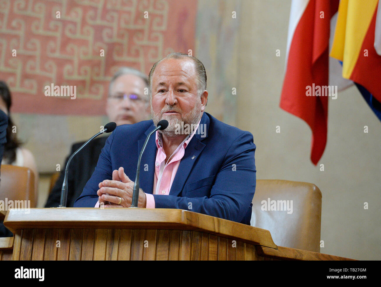 Prag, Tschechische Republik. 29 Mai, 2019. Intelligence Officer Jeffrey Bardin nimmt an den Zweitägigen 20. internationale Information Security Summit (2), von TATE International gehalten, Veröffentlichung von Daten Security Management Journal, das karolinum Grand Hall in Prag beginnt, der Tschechischen Republik, am Mittwoch, 29. Mai 2019. Credit: Katerina Sulova/CTK Photo/Alamy leben Nachrichten Stockfoto