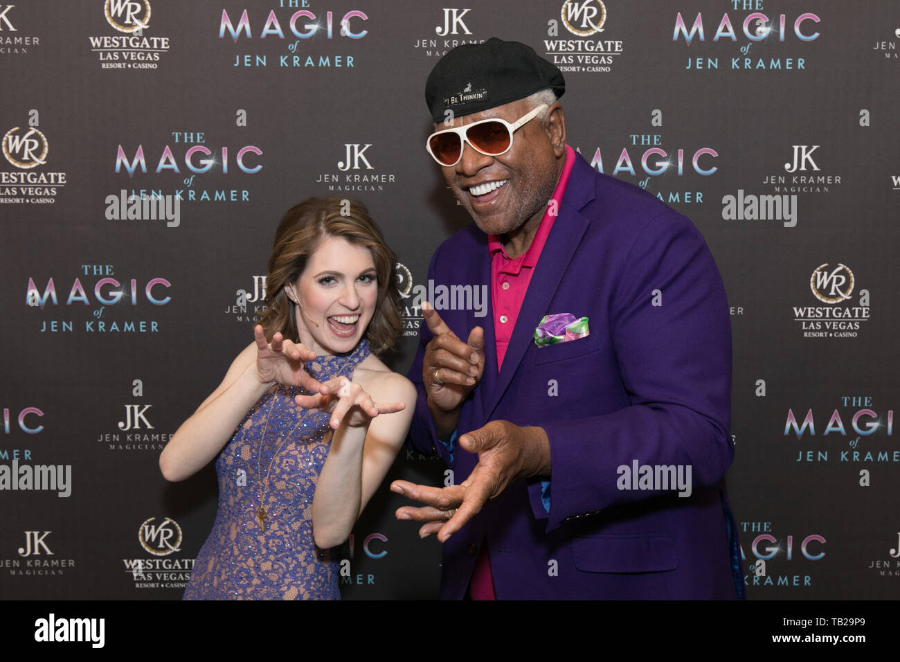 Las Vegas, NV, USA. 29 Mai, 2019. *** Haus AB *** Jen Kramer und George Wallace auf dem Bild Magic von Jen Kramer 1-jähriges Ereignis im Westgate Las Vegas Resort & Casino in Las Vegas, NV am 29. Mai 2019. Credit: Erik Kabik Fotografie/Medien Punch/Alamy leben Nachrichten Stockfoto