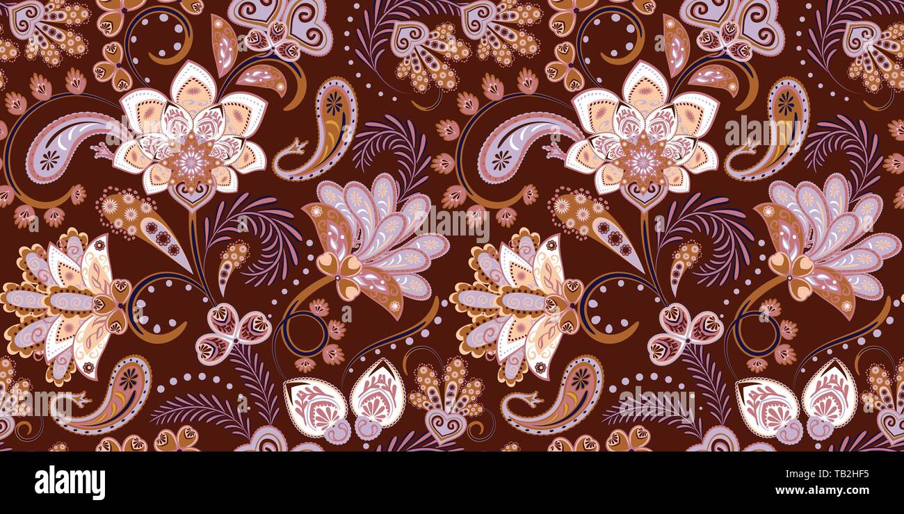Nahtlose Muster mit Fantasie-Blumen, natürliche Tapete, Blumenschmuck Curl Illustration. Paisley Print hand gezeichneten Elemente. Wohnkultur. Stock Vektor