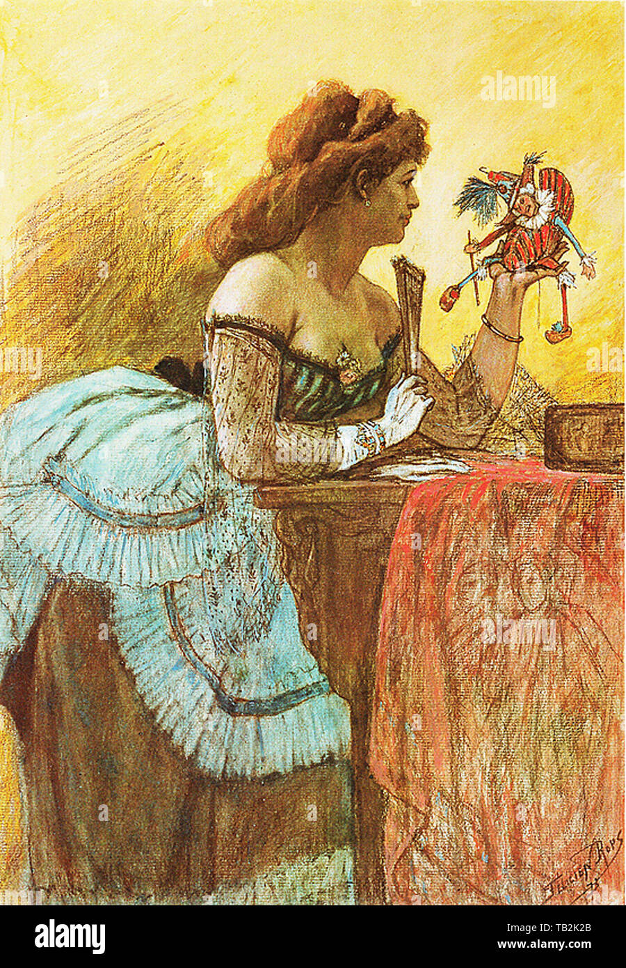 Félicien Rops-Dame mit Marionette 2 Stockfoto