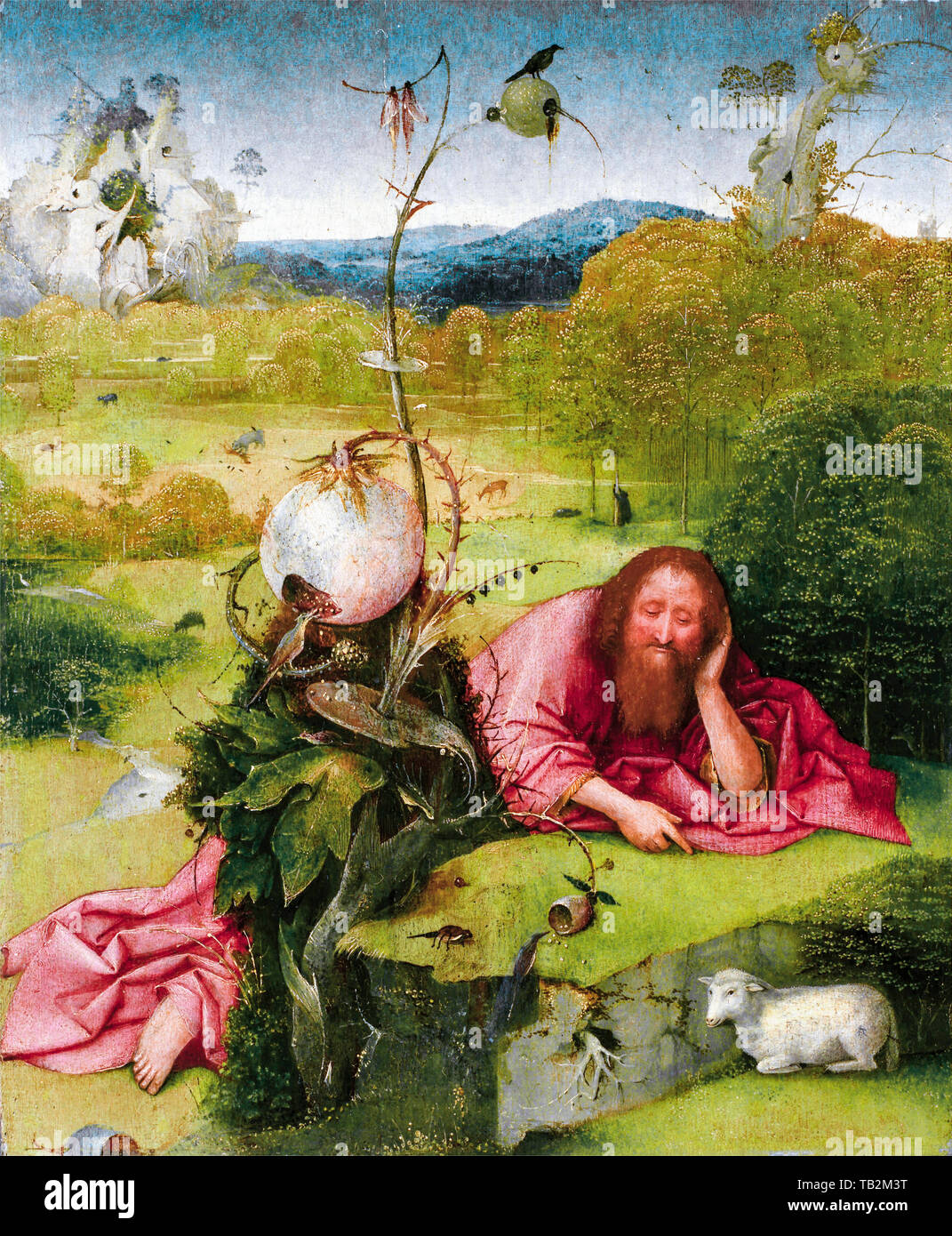 Hieronymus Bosch, St. Johannes der Täufer in der Wüste, Malerei, ca. 1489 Stockfoto Hieronymus Bosch, St. Johannes der Täufer in der Wüste, Malerei, ca. 1489 Stockfoto