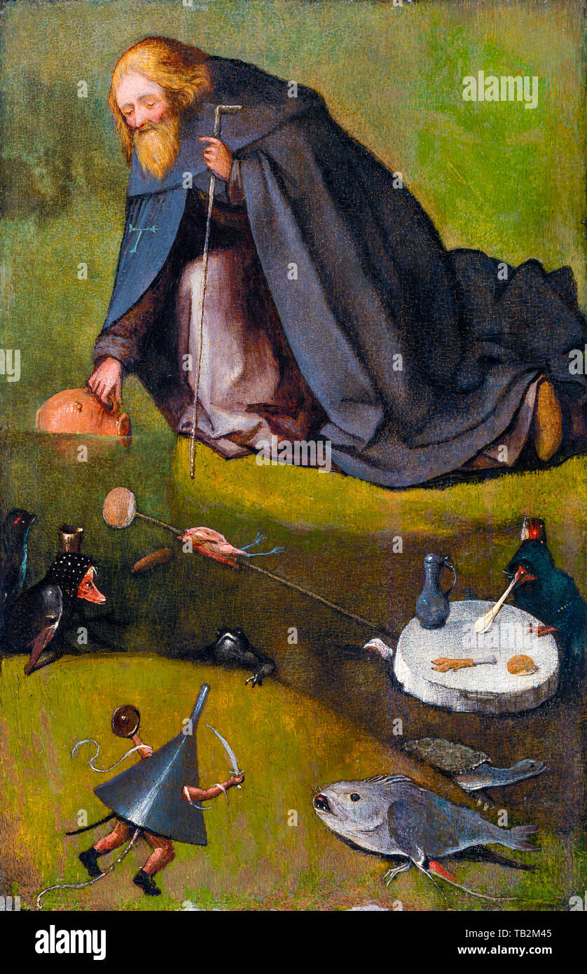 Hieronymus Bosch, die Versuchung des Heiligen Antonius (Kansas), Malerei, ca. 1520 Stockfoto