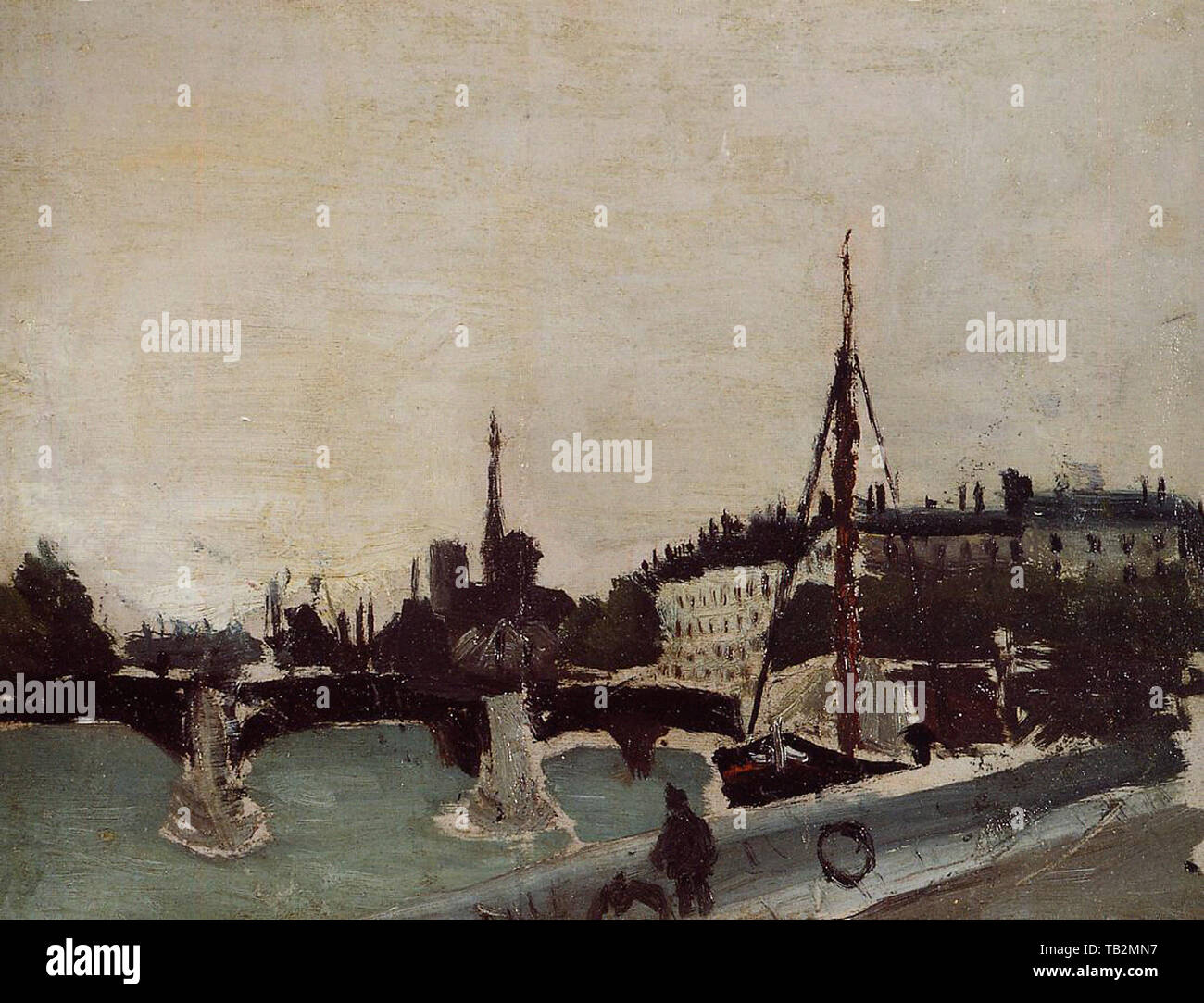 Henri Julien Félix Rousseau alias Le Douanier Rousseau - Ile Saint Louis Quai Henri IV Studie 1909 Stockfoto