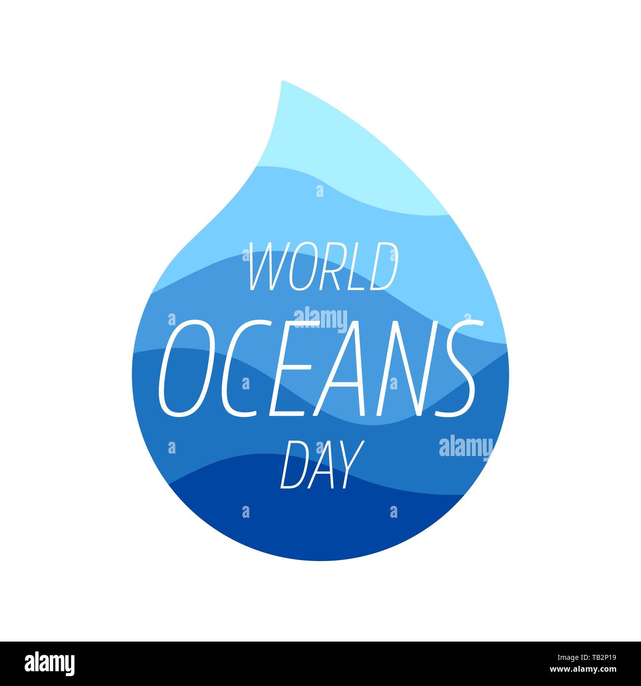 Welttag der Ozeane Design vorlage. Ozean Gesundheit schützen grafisches Symbol. Natur pflege Logo. Umwelt Planeten isoliert Vector Illustration. Stock Vektor