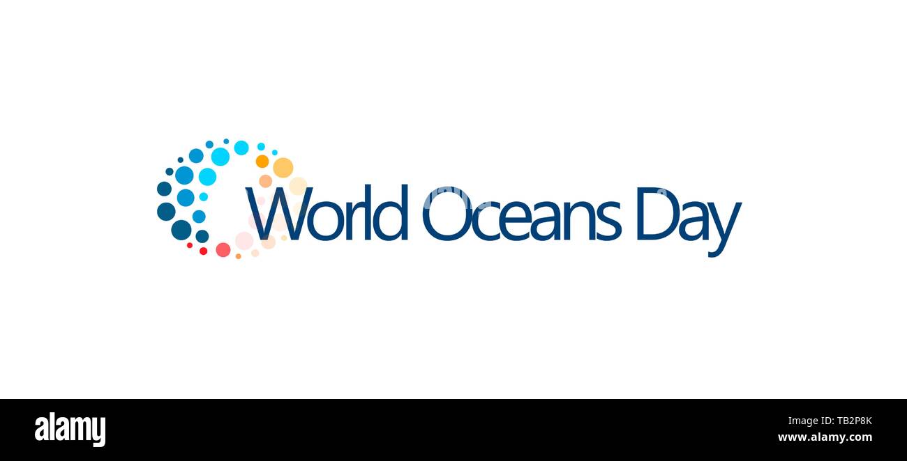Welttag der Ozeane Design vorlage. Ozean Gesundheit schützen grafisches Symbol. Natur pflege Logo. Umwelt Planeten isoliert Vector Illustration. Stock Vektor
