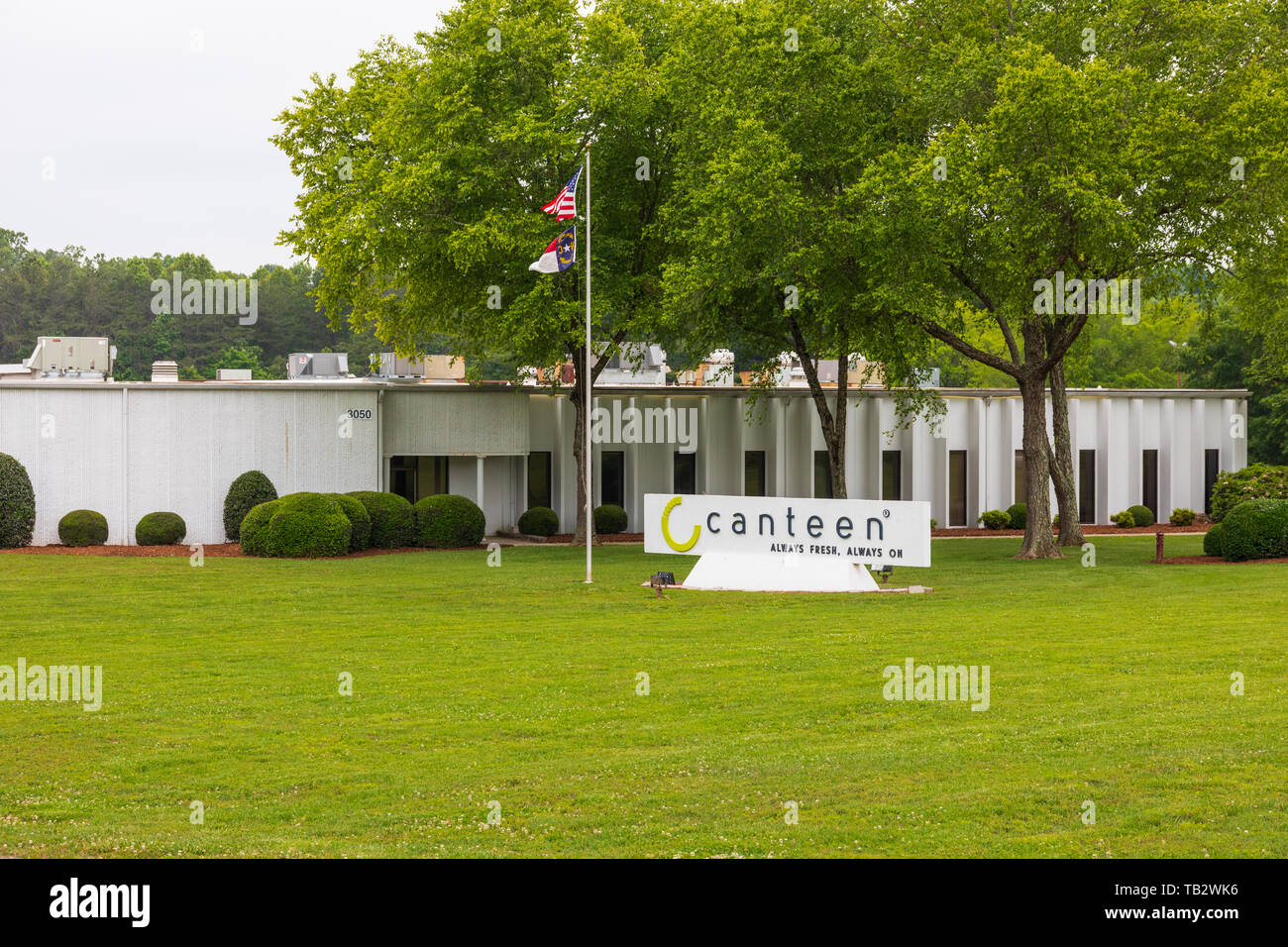 CONOVER, NC, USA -5/22/19: Kantine ist eine nationale Automaten Betriebsgesellschaft, Verkaufsautomaten, Office Coffee Service und gastronomische Dienstleistungen durch Stockfoto