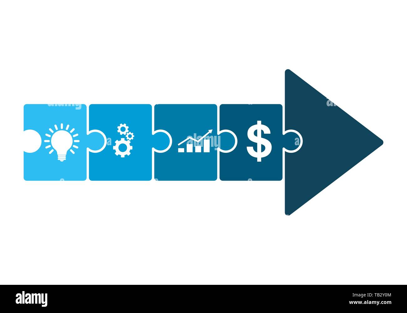Pfeil aus Rätseln. Vector Illustration. Business Development Konzept Stock Vektor