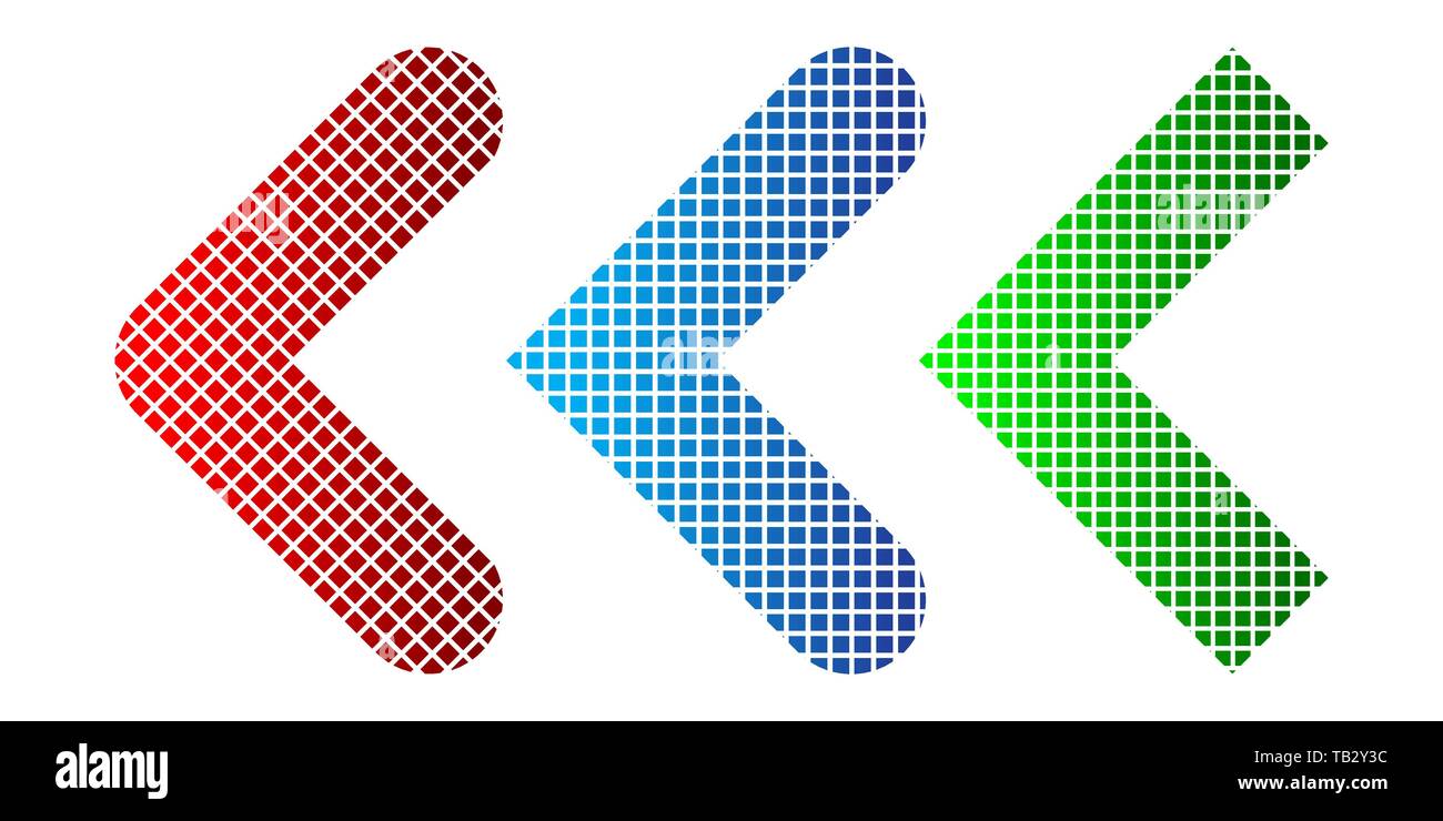 Satz Pfeile in Pixel Kunst, die von links nach. Vector Illustration. Isolierte Pfeilsymbol. Stock Vektor