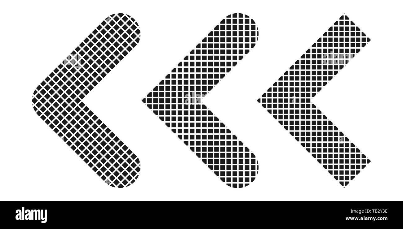 Satz Pfeile in Pixel Kunst, die von links nach. Vector Illustration. Isolierte Pfeilsymbol. Stock Vektor