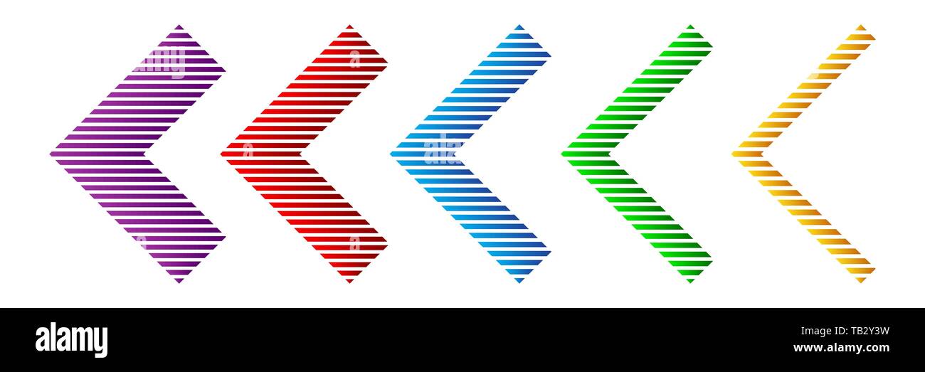 Einstellen der Farbe gestreift Pfeile. Vector Illustration. Abstrakte Pfeile isoliert. Pfeil Stock Vektor