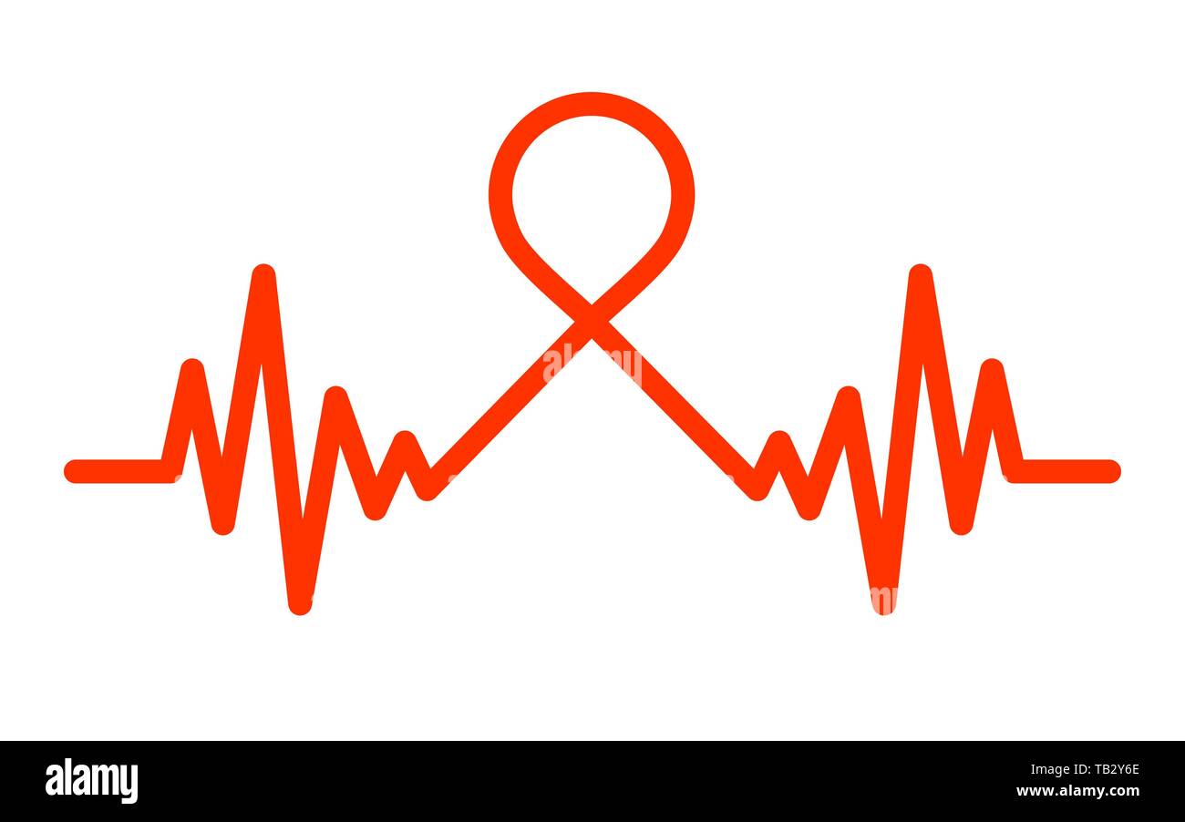 Awareness Ribbon mit Heartbeat Symbol. Vector Illustration. Medizinisches Konzept Symbol. Heartbeat Symbol Stock Vektor