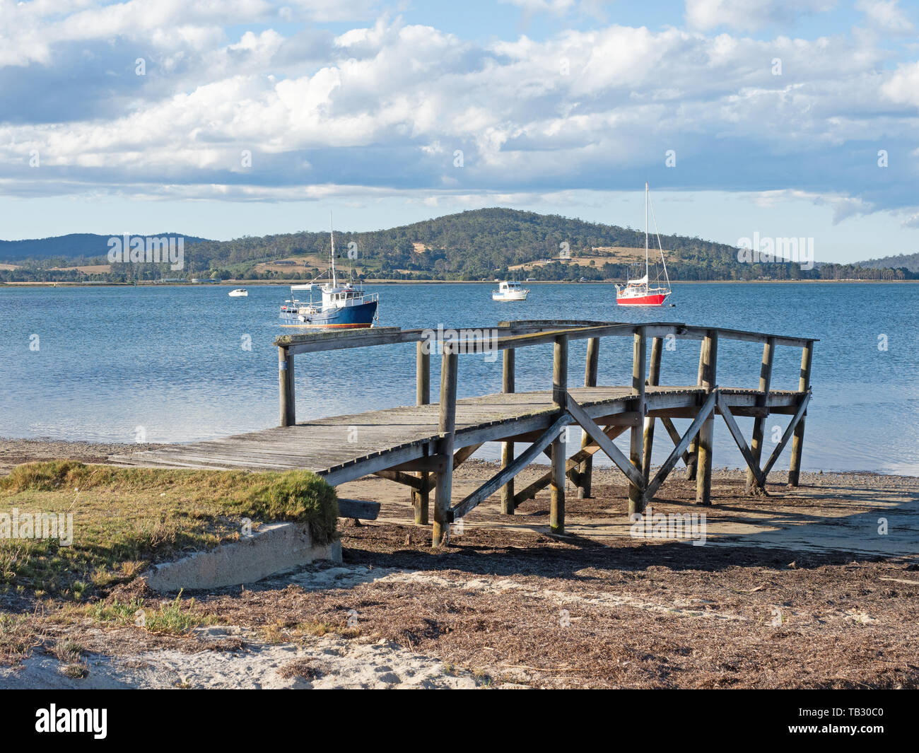 Eine kleine Mole in St Helens an der Ostküste von Tasmanien in Australien. Stockfoto