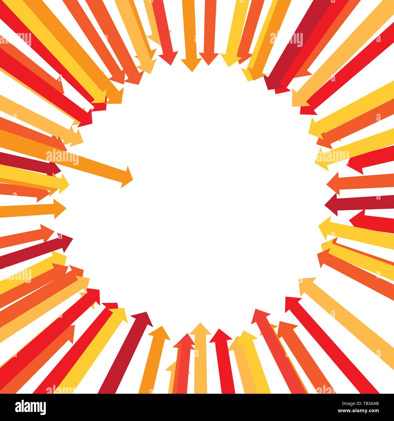 Vector Illustration. Hintergrund mit roten Pfeilen in Kreisform. Stock Vektor